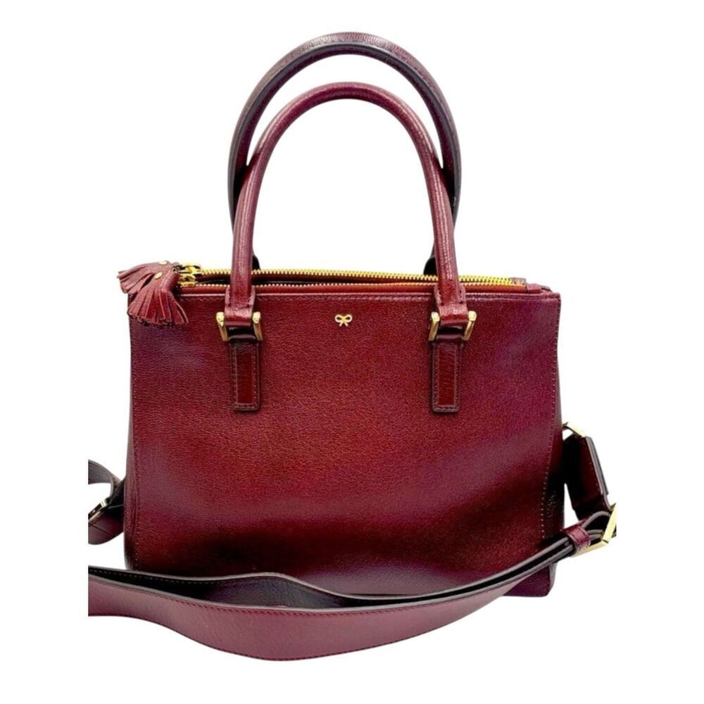 Auth Anya Hindmarch 2way Burgundy Leather Bag Preloved Excellent Condition